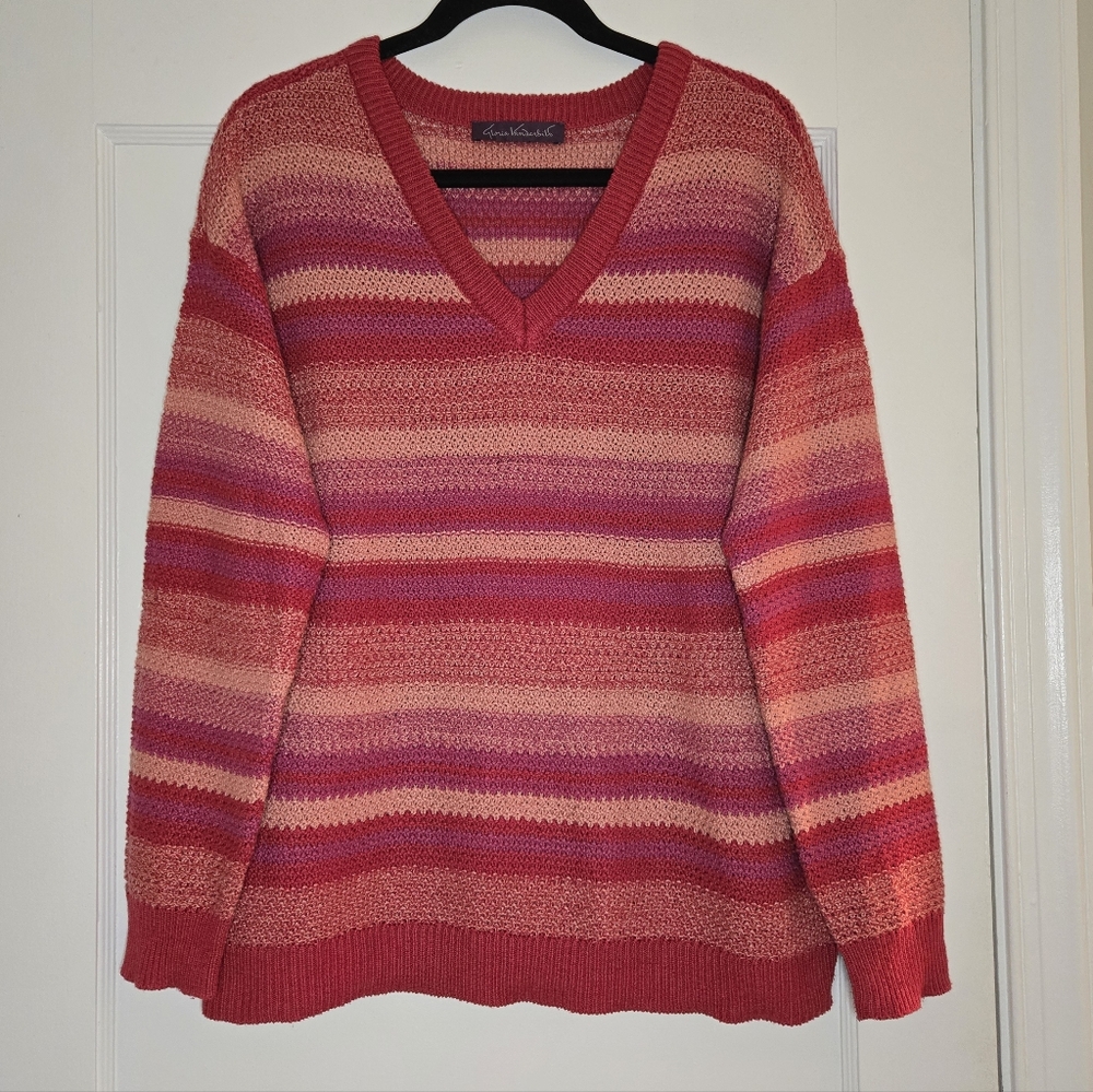 Gloria Vanderbilt Red/Orange/Pink Sweater - Women's Oversized Medium or Large